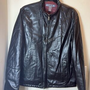 5|48 Black Italian Crocodile Leather Jacket Size M